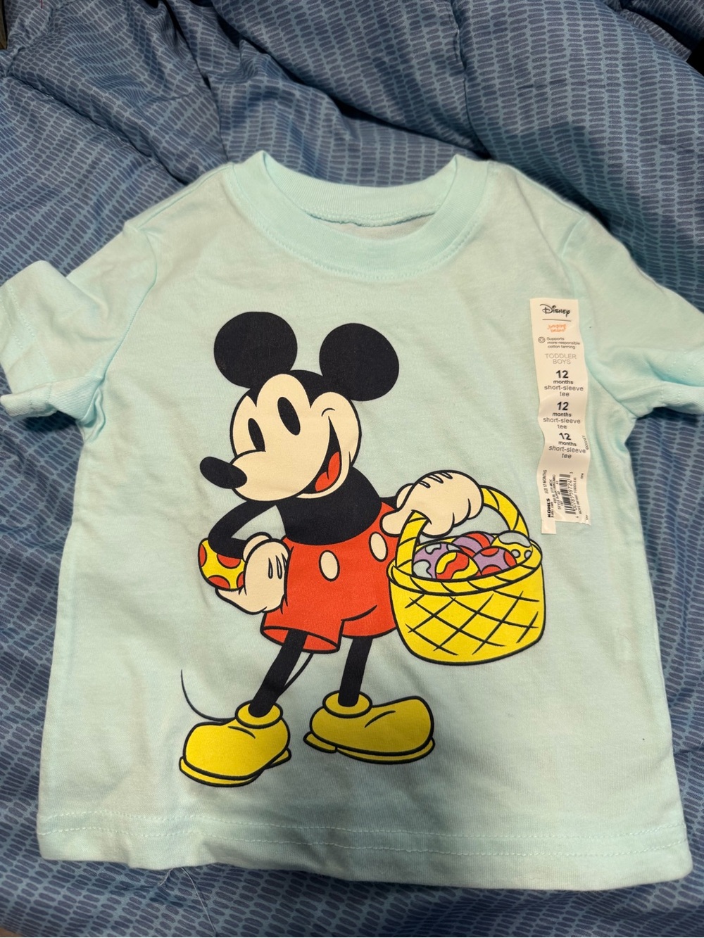 Mickey Mouse Disney Easter light blue toddler shirt sleeve tshirt new size 12 m